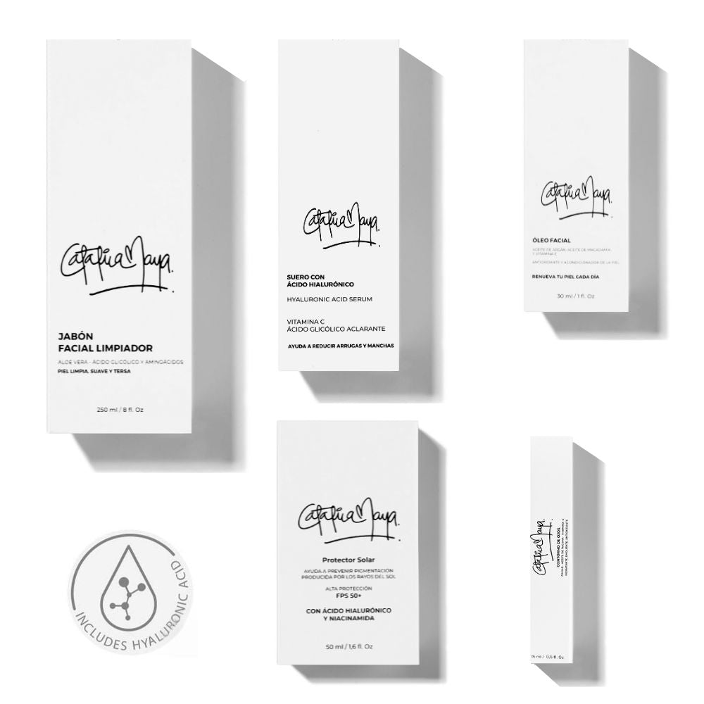 RUTINA FACIAL JABÓN + SERUM + ÓLEO + CONTORNO + PROTECTOR